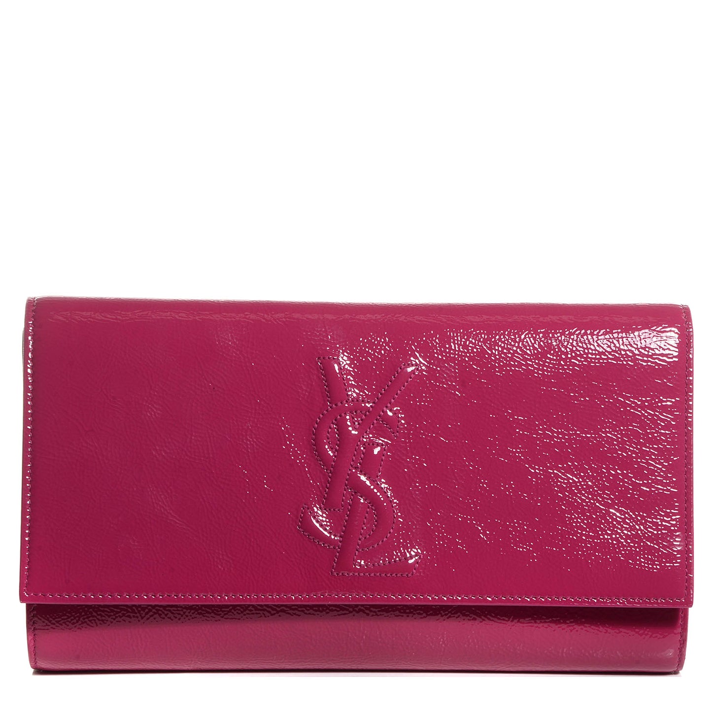 Textured Patent Monogram Large Belle De Jour Clutch Fuchsia