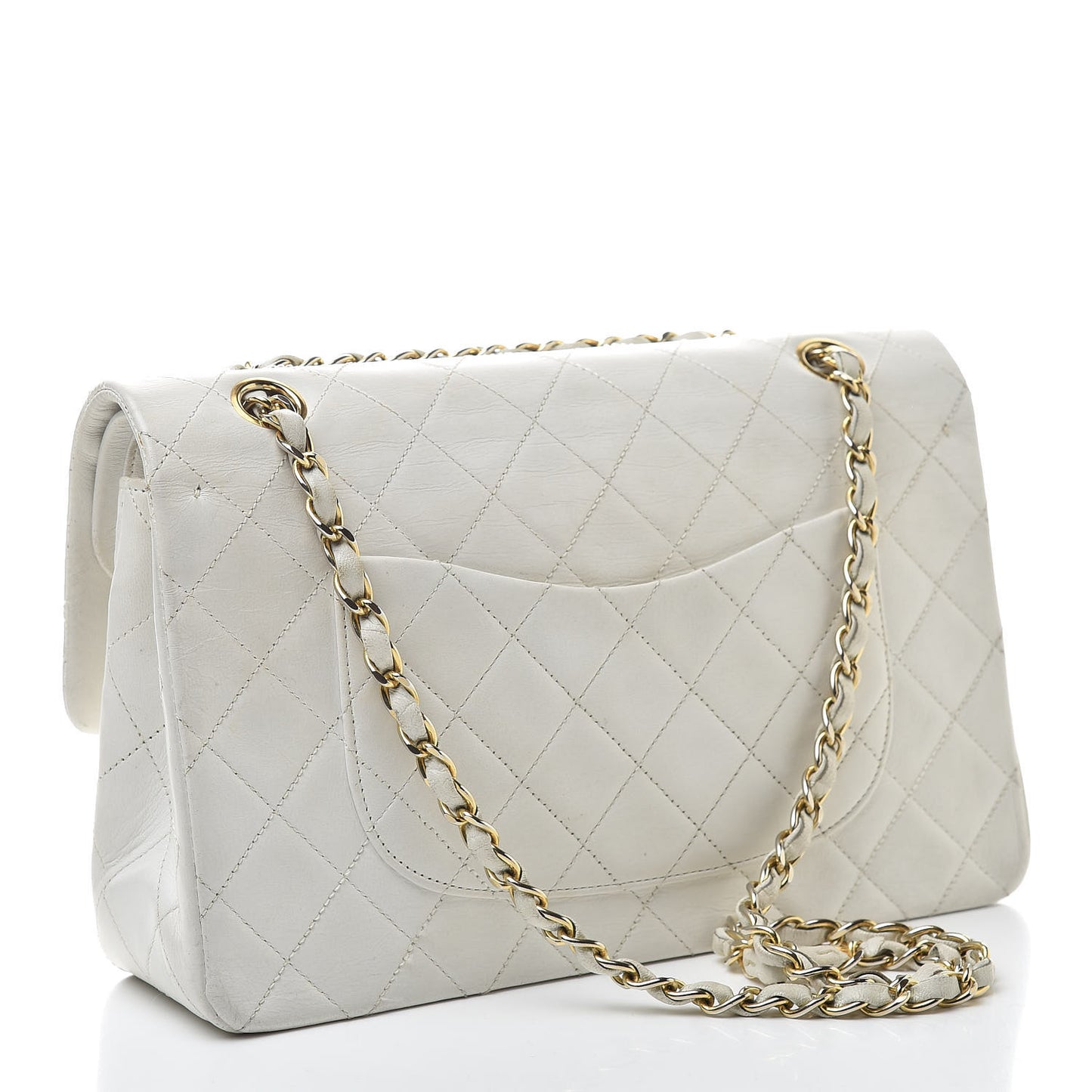 Lambskin Quilted Medium Double Flap White