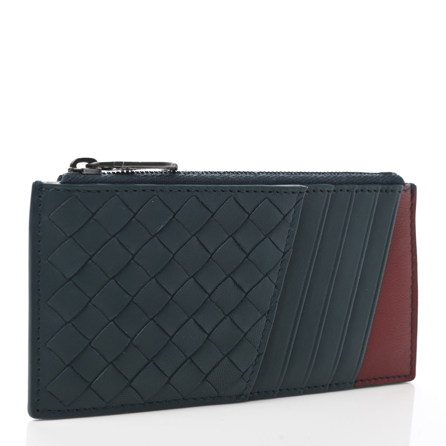 Bottega Veneta Nappa Intrecciato Zip Card Case Denim 3 of 10