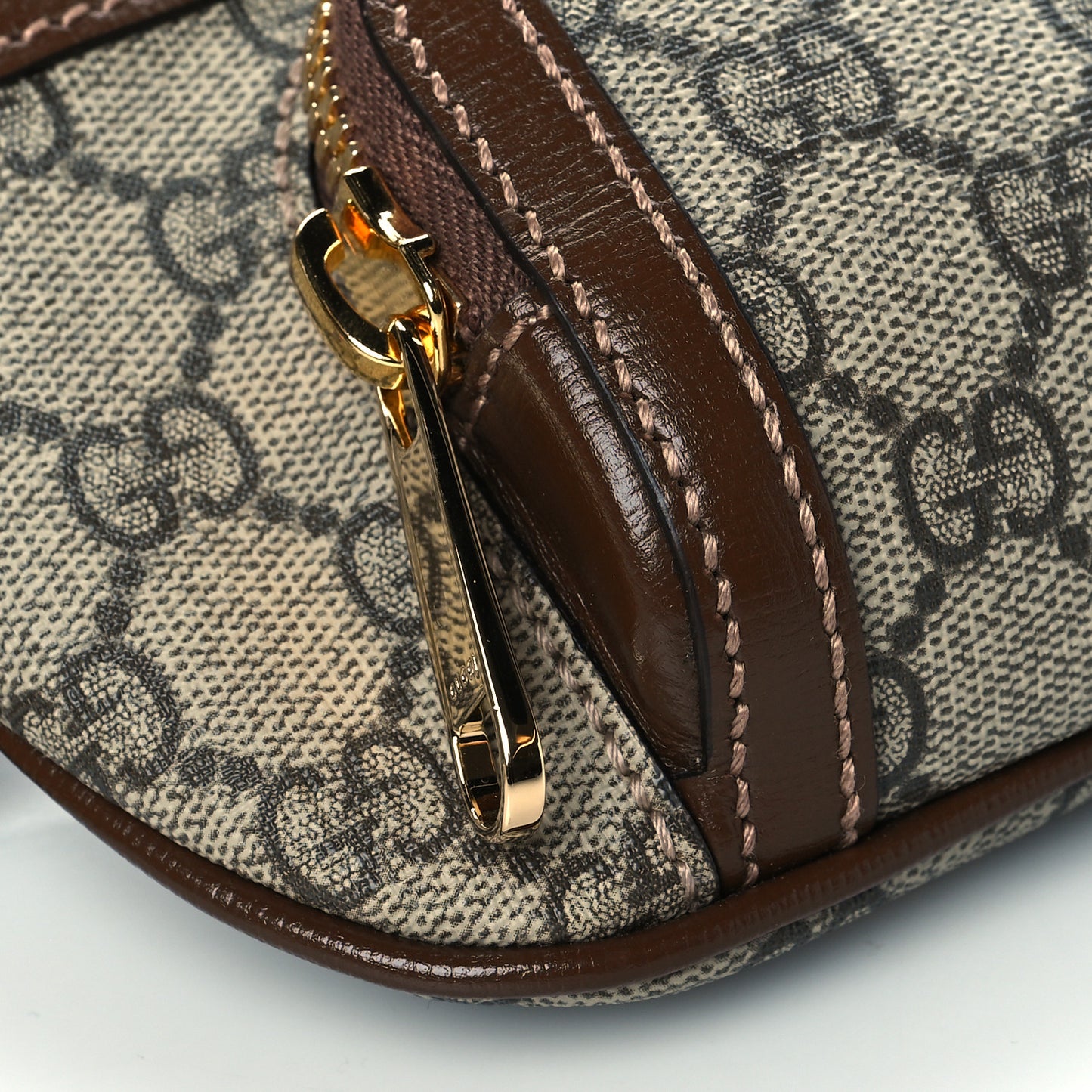 GG Supreme Monogram Textured Calfskin Retro Interlocking G Belt Bag Beige Ebony Brown Sugar