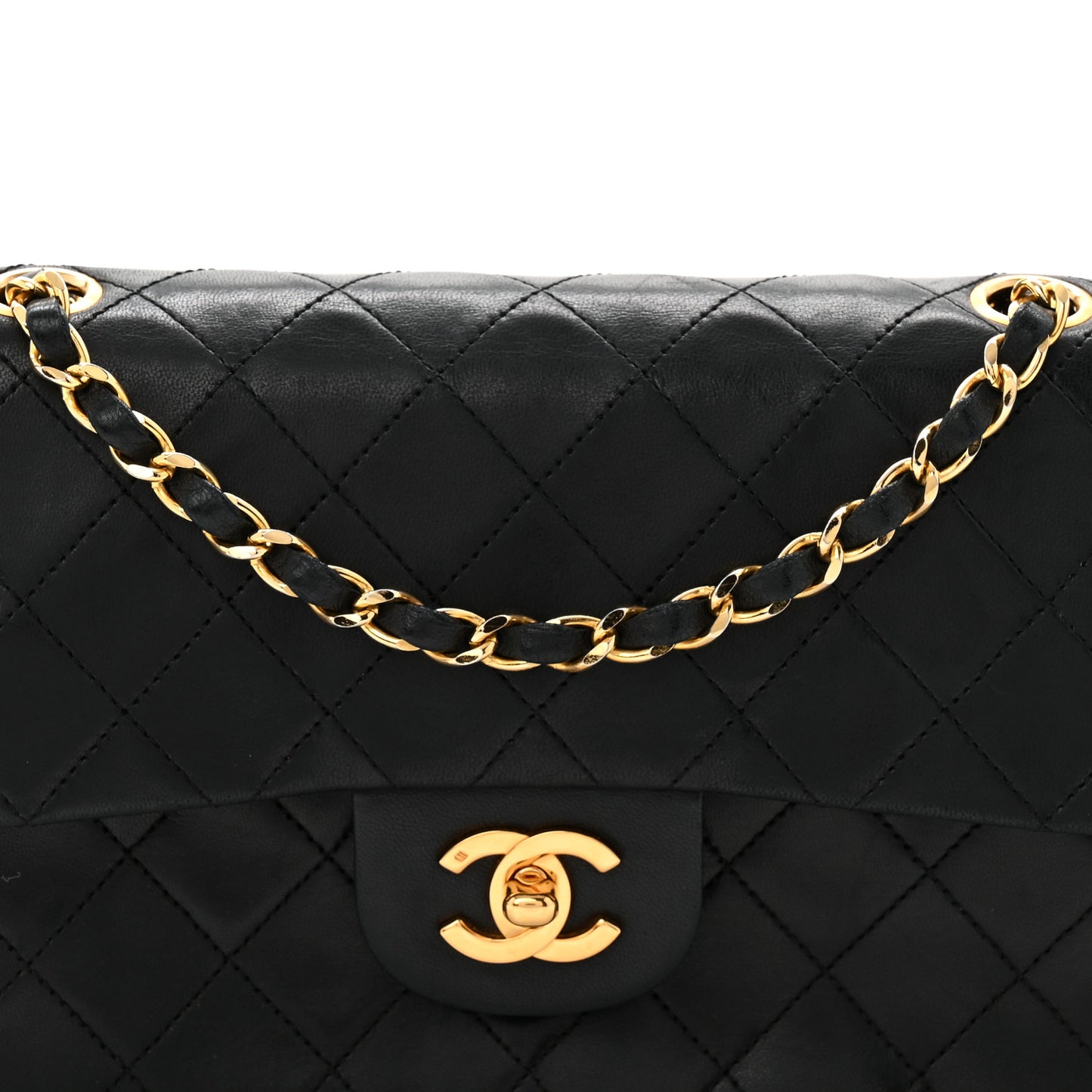 Lambskin Quilted Small Double Flap Black