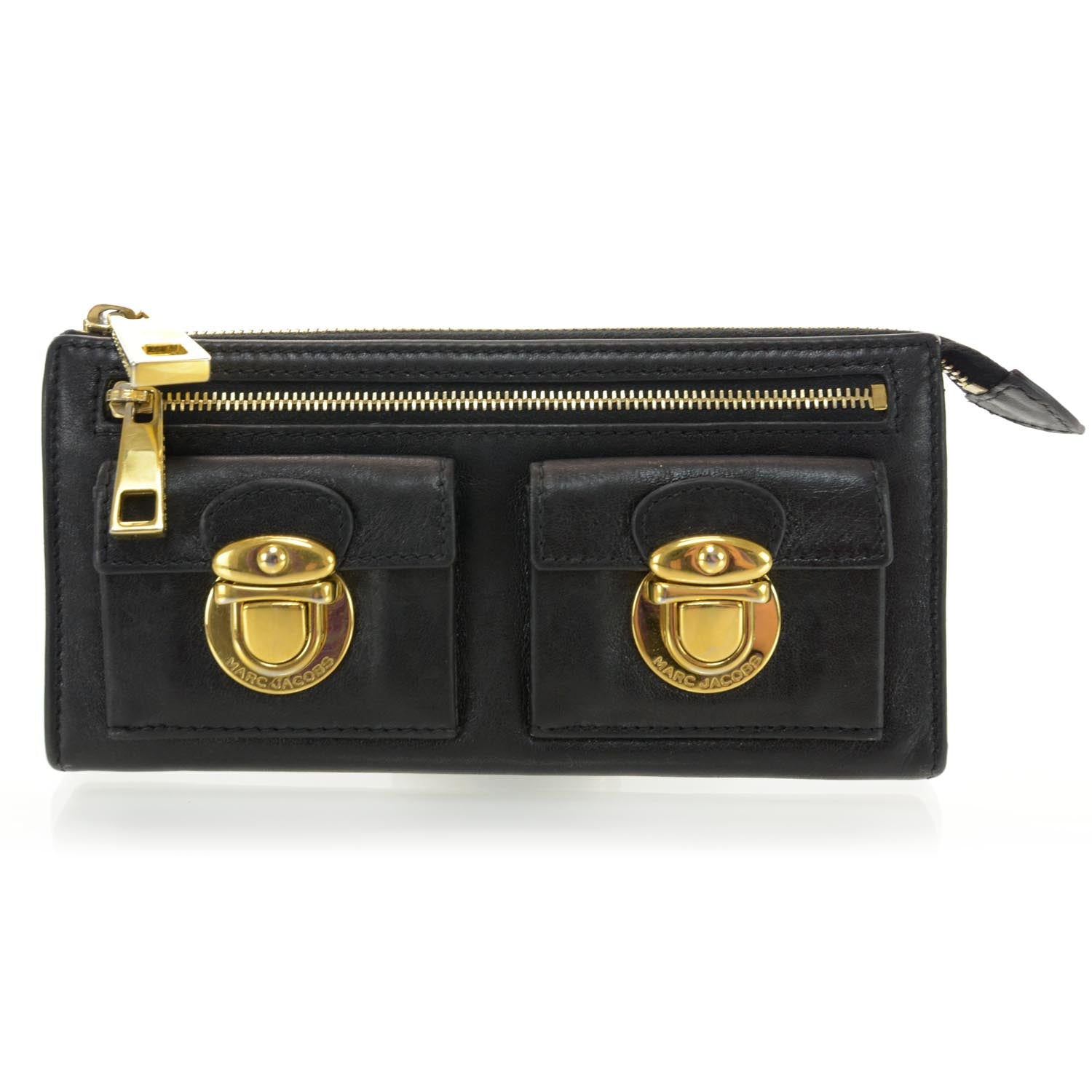 Marc Jacobs Leather Zip Clutch Wallet Black 1 of 7