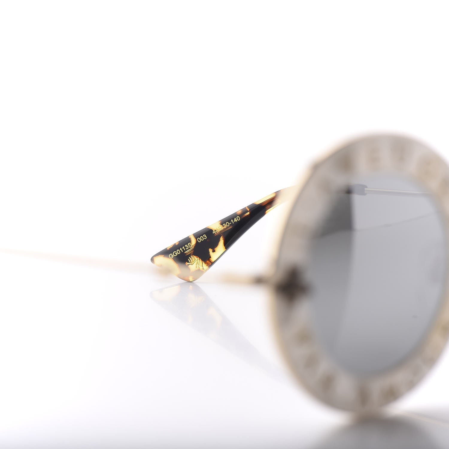 Gucci Metal L'Aveugle Par Amour Round Frame Sunglasses GG0113S White 5 of 10