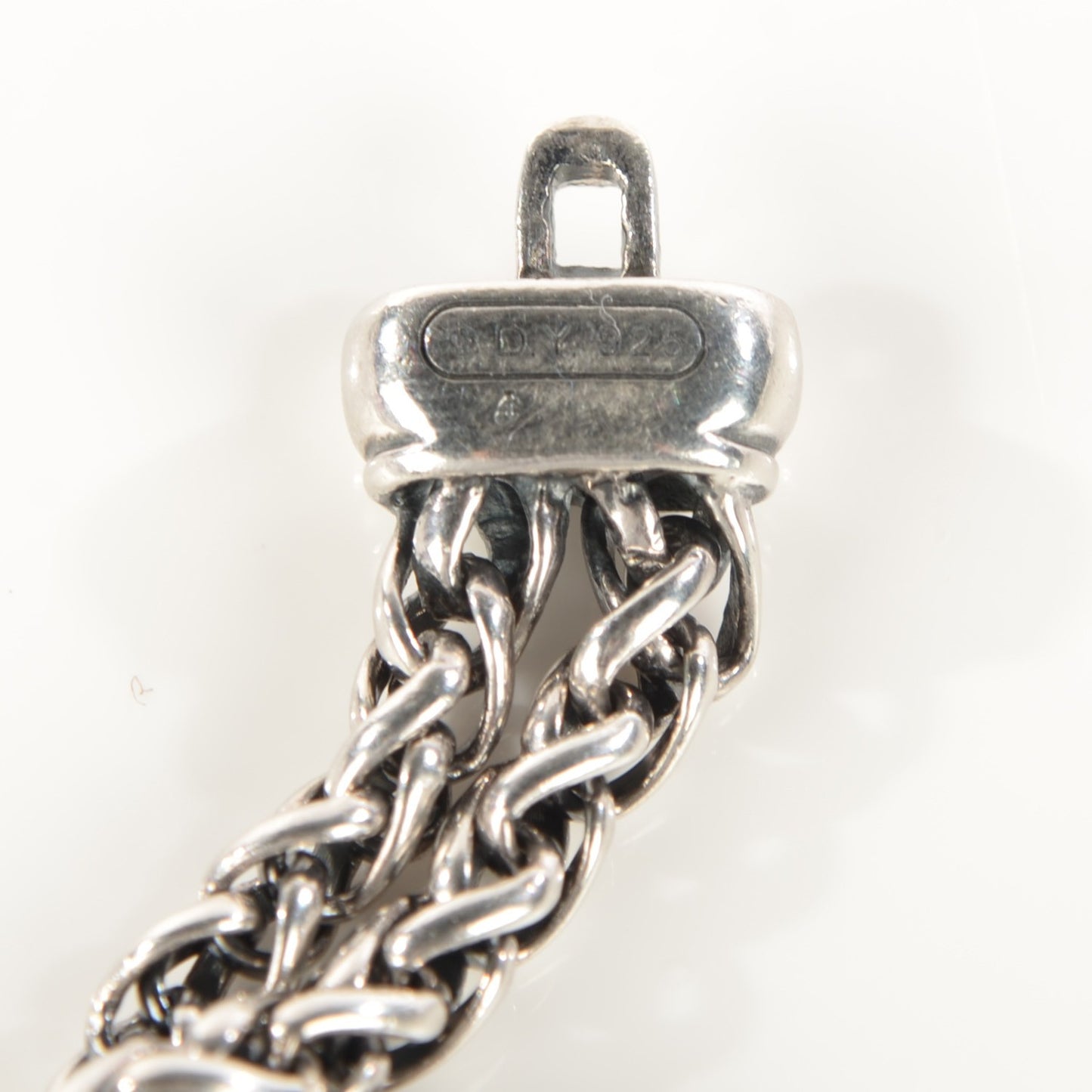 Sterling Silver Pave Diamond Double Wheat Chain Necklace 17mm