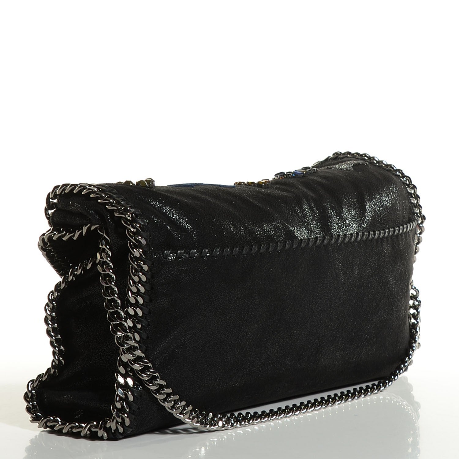 Stella McCartney Embellished Shaggy Deer Small Falabella Fold Over Tote Black 13 of 20