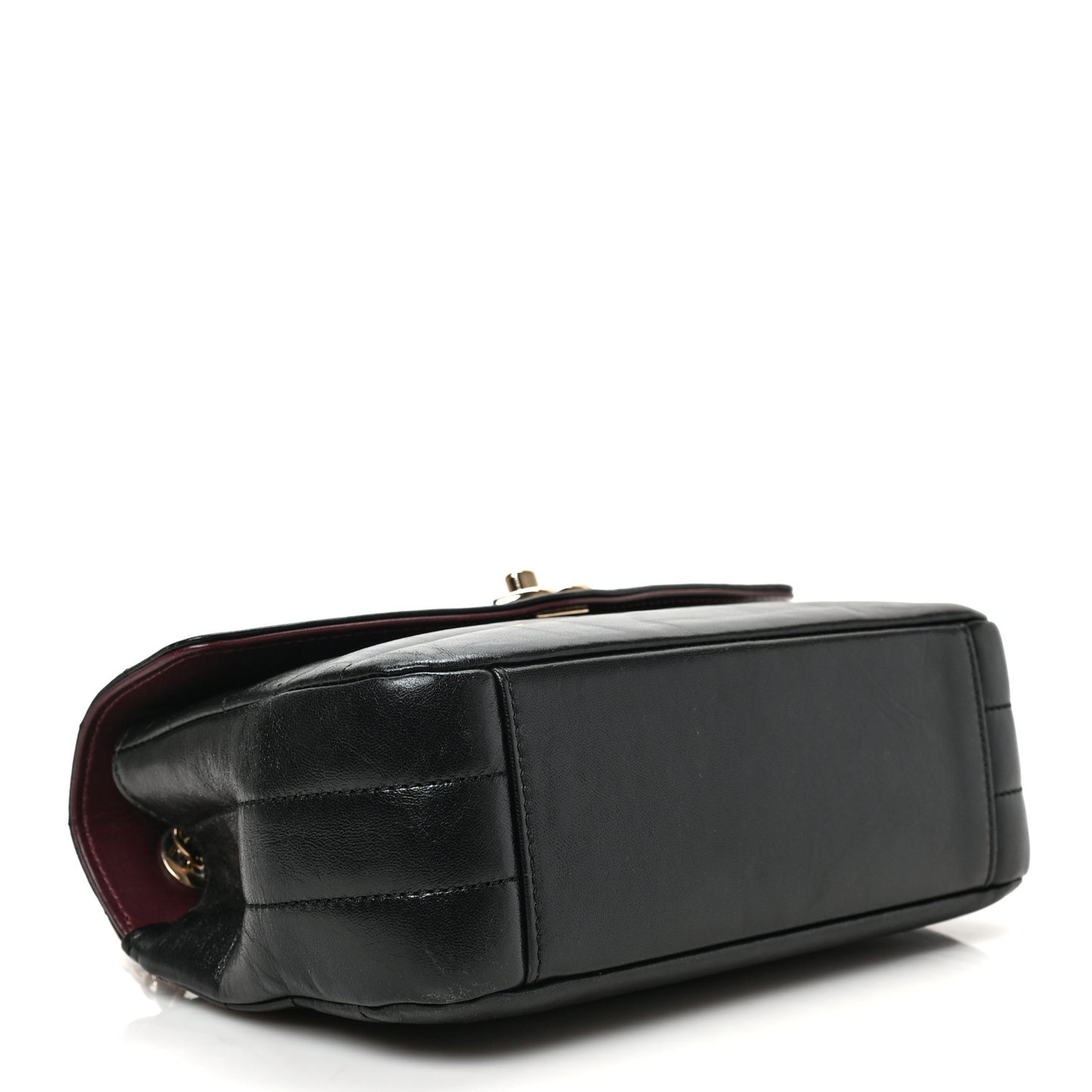 Shiny Lambskin Quilted Small Chevron Miroir Black