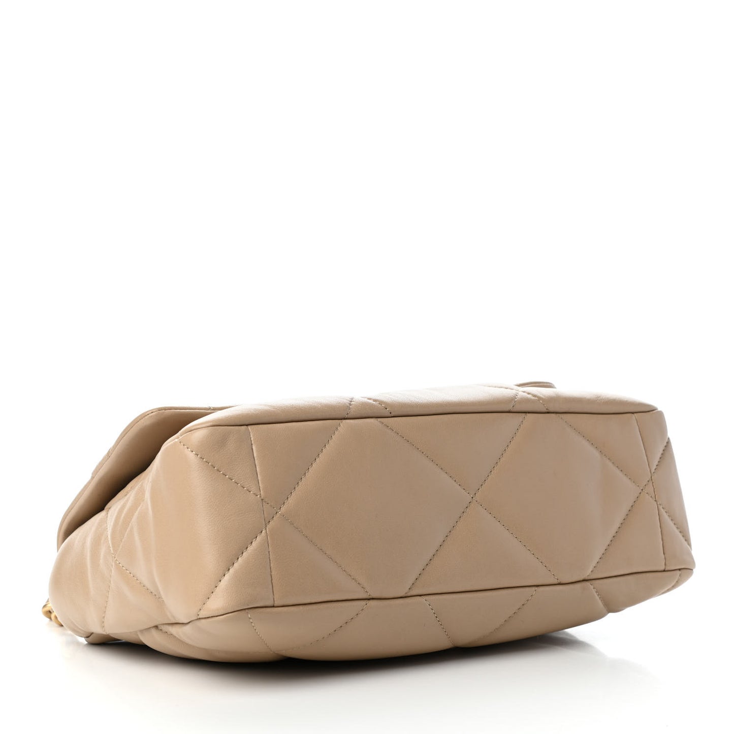 Lambskin Quilted Large Chanel 19 Flap Dark Beige
