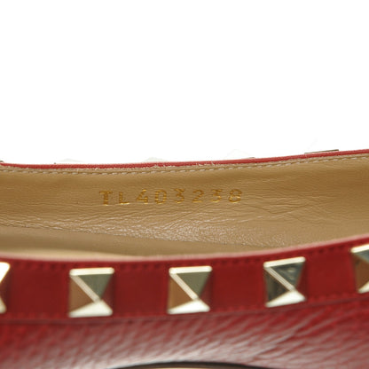 Valentino Garavani Pebbled Calfskin Rockstud Ballerina Flats 38 Red 8 of 8