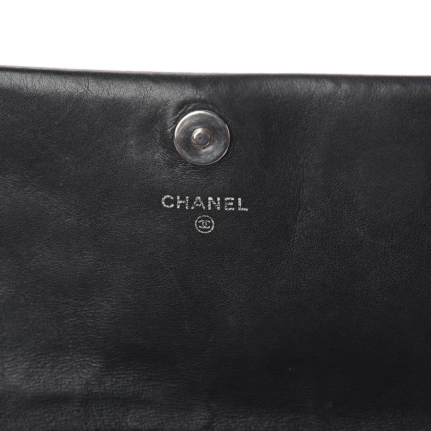 Patent Quilted Brilliant Wallet On Chain WOC Black