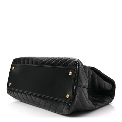 Chanel Calfskin Chevron Quilted Medium Coco Handle Flap Black 8 of 8
