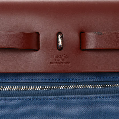 Hermes Vache Hunter Toile Militaire Herbag Zip 31 PM Bleu Agate Rouge H 7 of 13