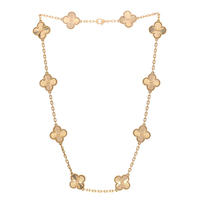 Van Cleef & Arpels 18K Yellow Gold 10 Motifs Guilloche Vintage Alhambra Necklace 3 of 6