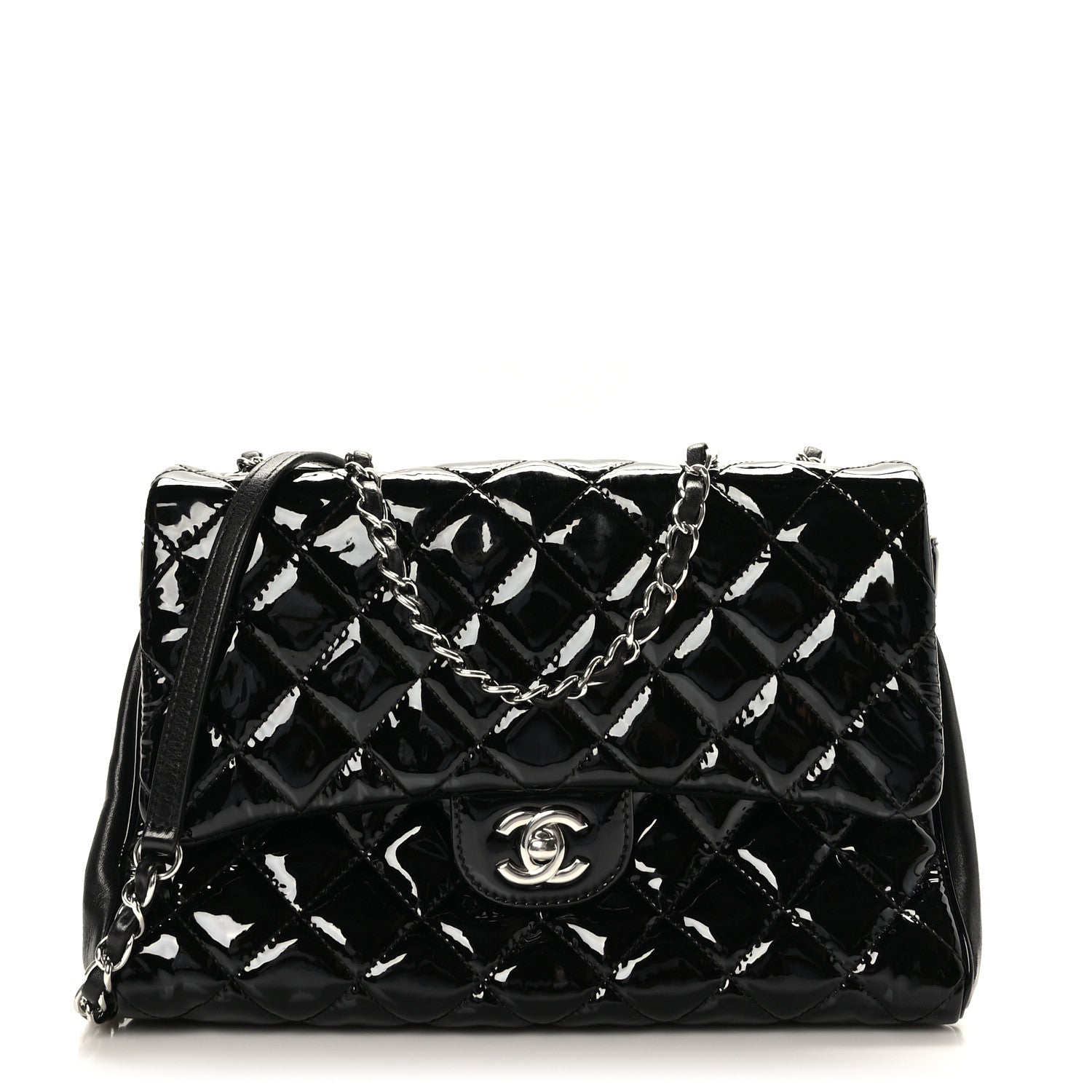 Chanel Patent Quilted Medium Rock In Rome Single Flap Black 1 of 9