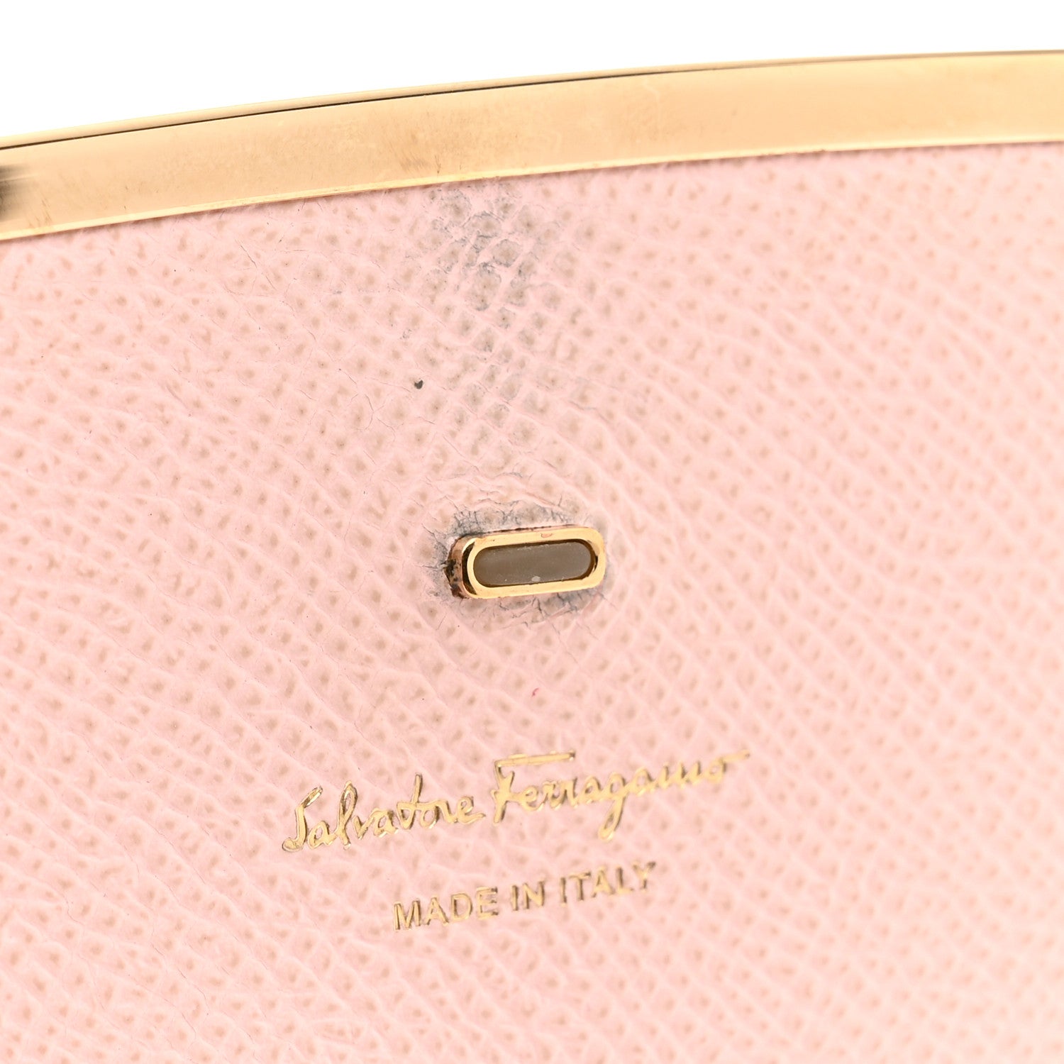 Salvatore Ferragamo Hammered Calfskin Gancio Wallet On Chain Nylund Pink 12 of 14