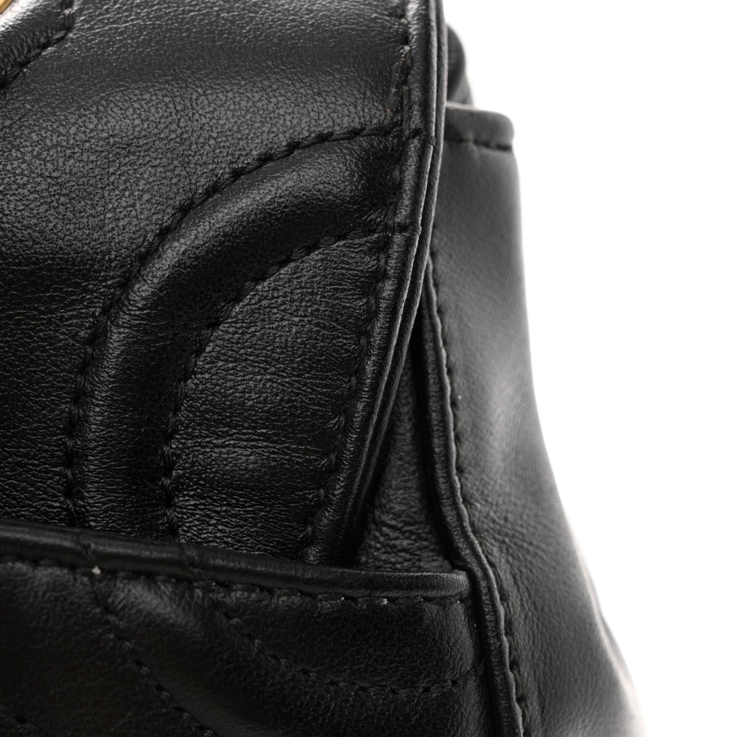 Calfskin Quilted Gancini Top Handle Flap Bag Black