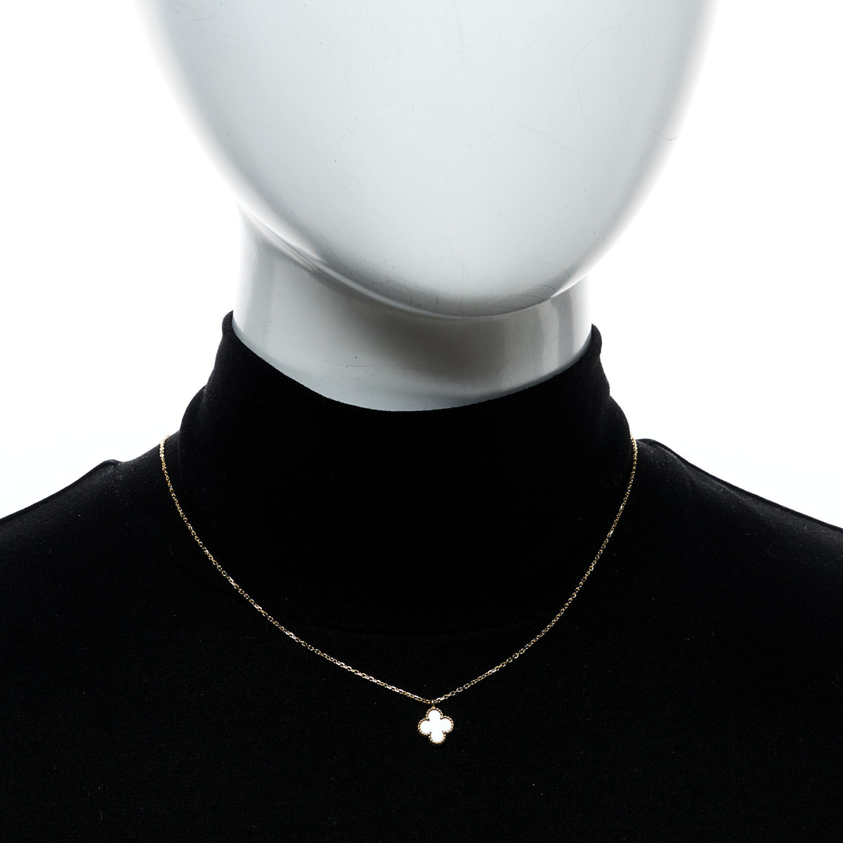 Van Cleef & Arpels 18K Yellow Gold Mother of Pearl Sweet Alhambra Pendant Necklace 2 of 6