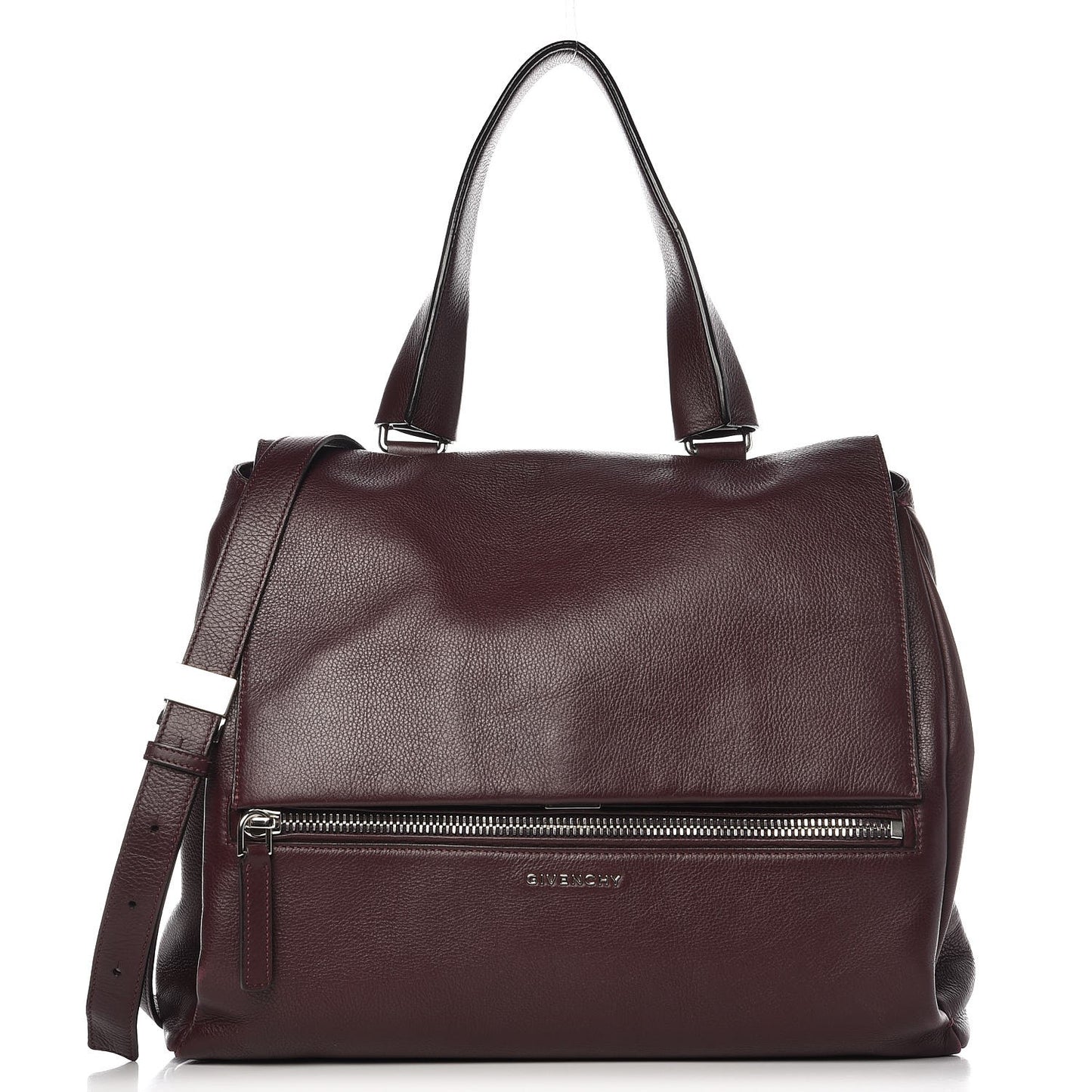 Grained Calfskin Medium Pandora Pure Flap Bag Aubergine