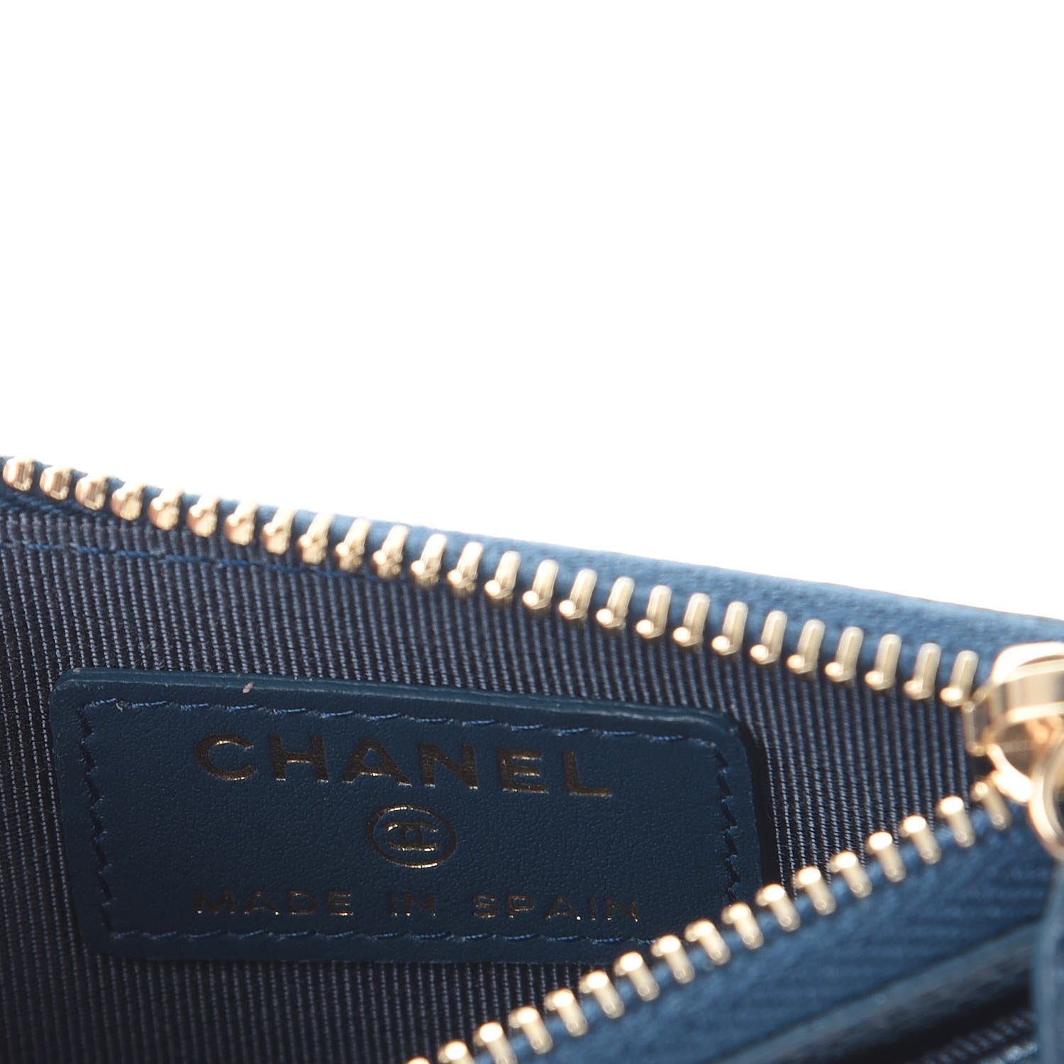 Chanel Metallic Caviar Quilted CC Zip Card Holder Dark Blue 6 of 8