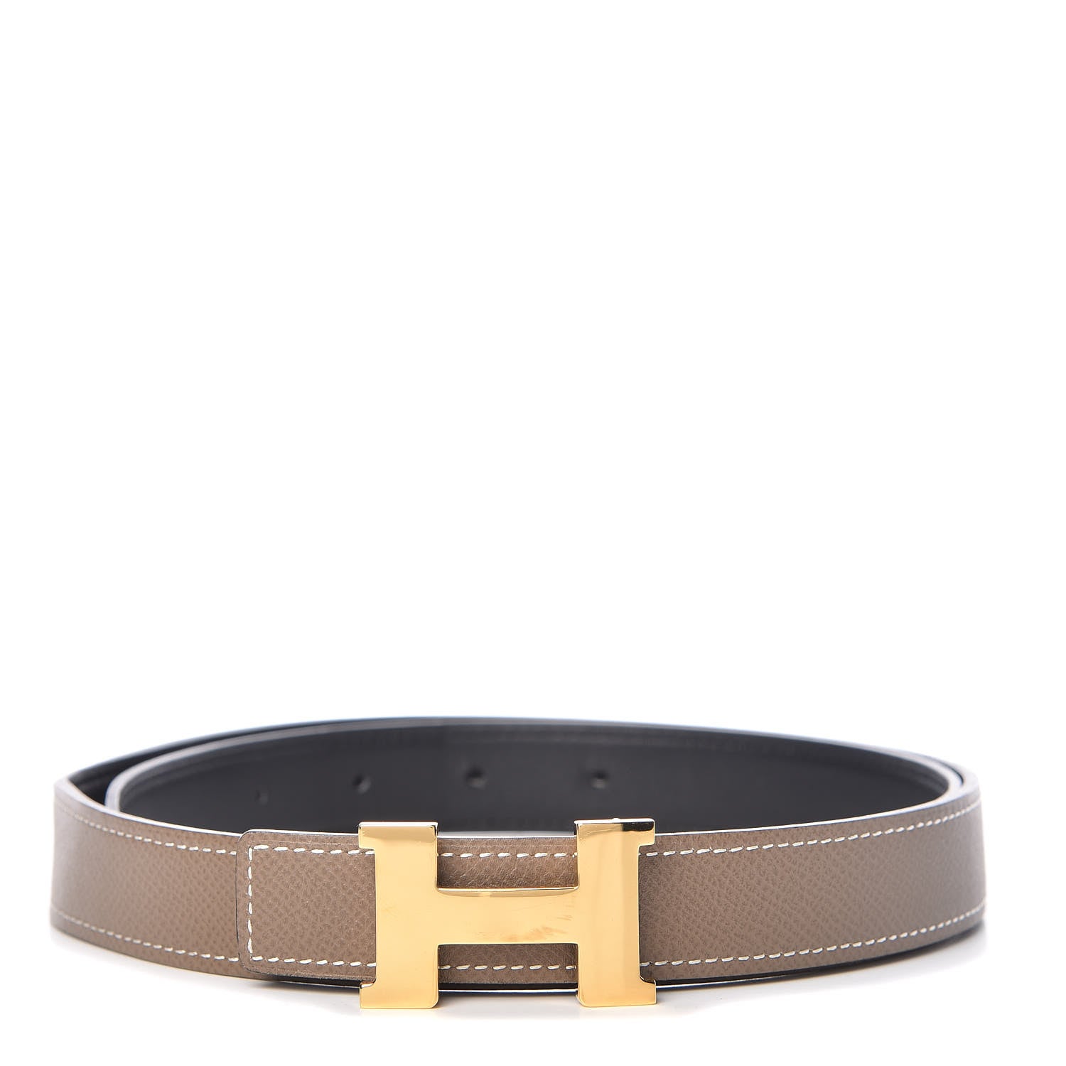 Hermes Swift Epsom 24mm Mini Constance H Belt 80 Black Etoupe 1 of 8
