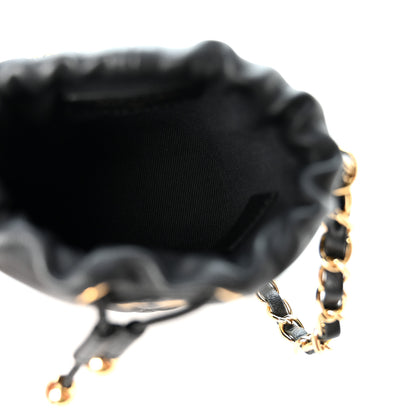 Chanel Calfskin Quilted Mini Drawstring Bucket Bag Black 4 of 9