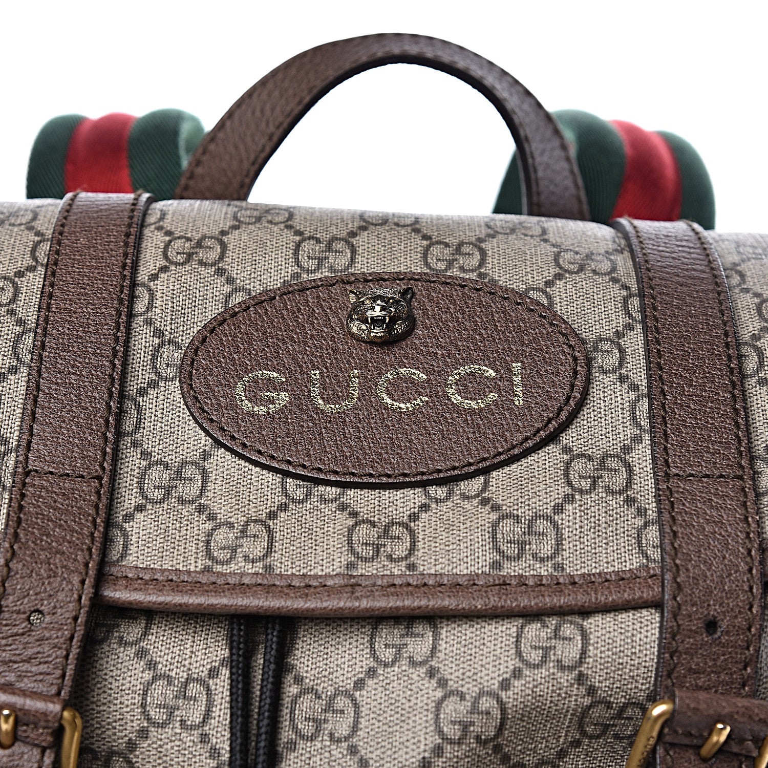 Gucci Soft GG Supreme Monogram Neo Vintage Double Buckle Backpack Beige New Acero Crop 8 of 11