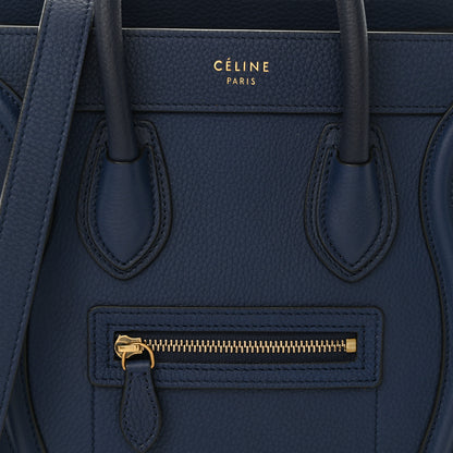 Celine Drummed Calfskin Nano Luggage Marine 8 of 10