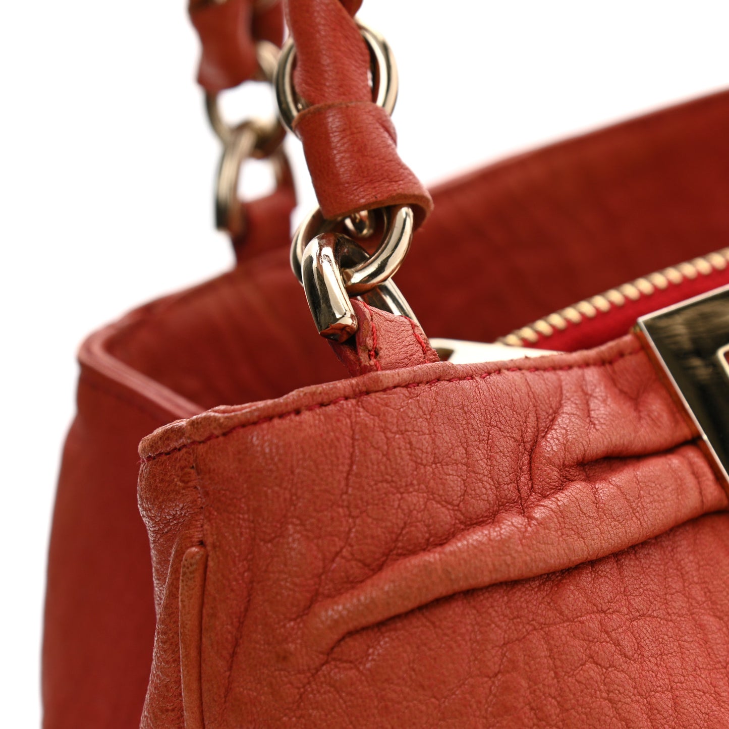 Crinkled Lambskin Small Mia Tote Red