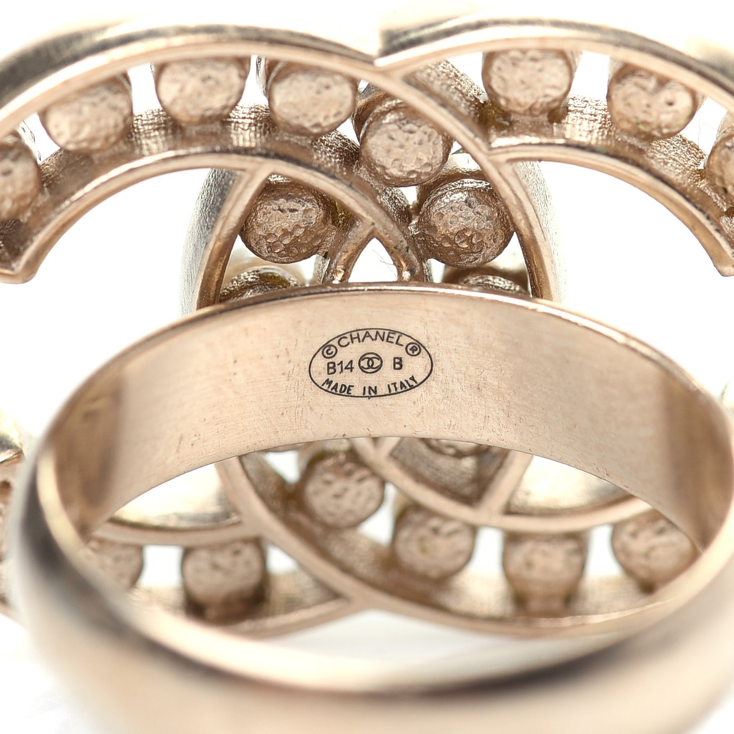 Crystal Pearl CC Ring 6.25 Gold
