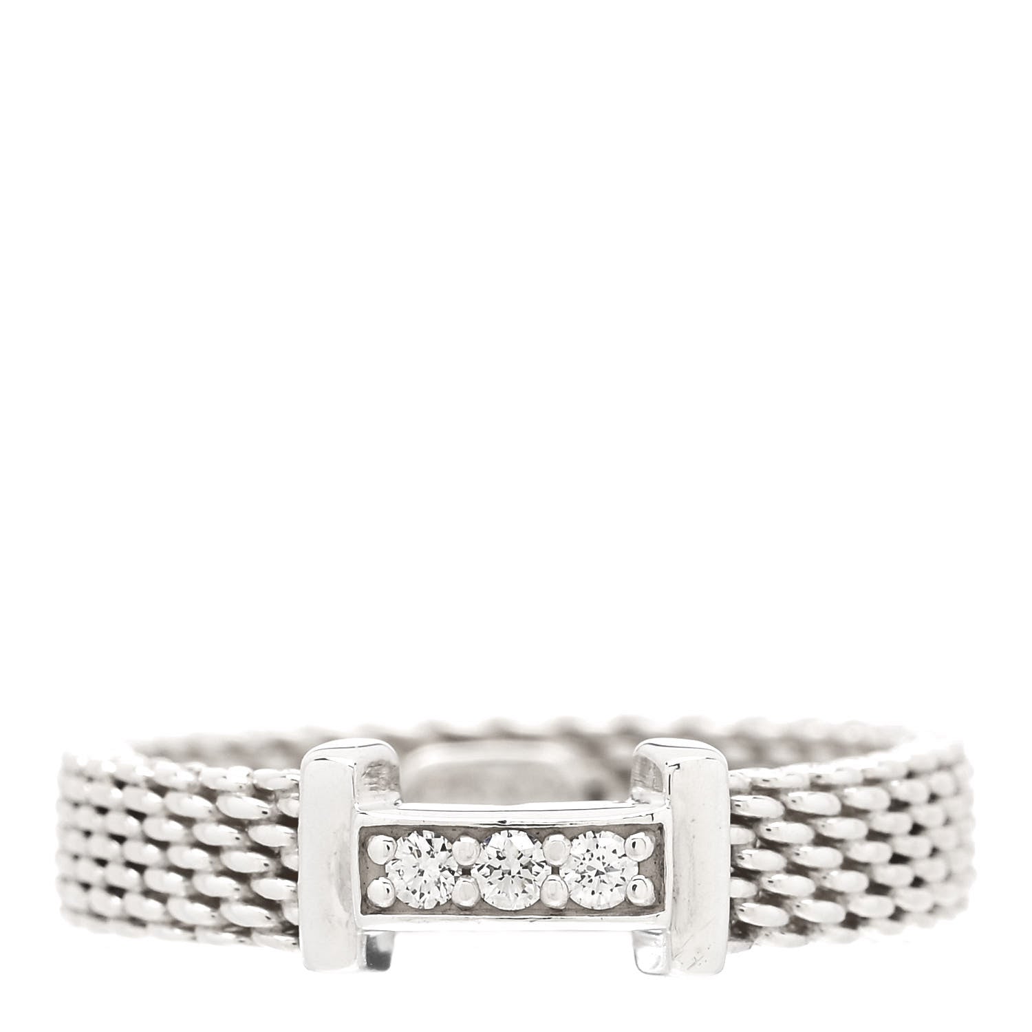 Tiffany Sterling Silver Diamond Somerset Mesh Band Ring 44 3 1 of 4