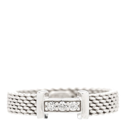 Tiffany Sterling Silver Diamond Somerset Mesh Band Ring 44 3 1 of 4