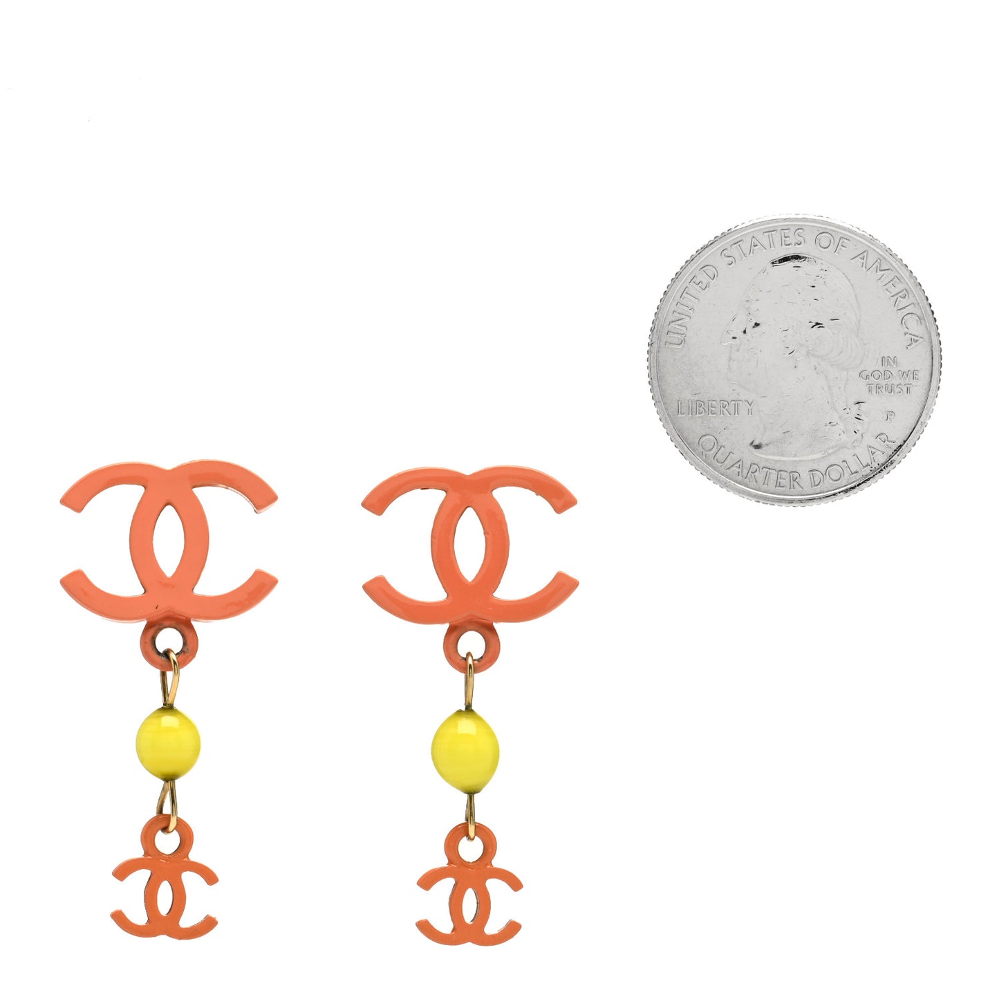 Resin CC Dangle Clip On Earrings Orange