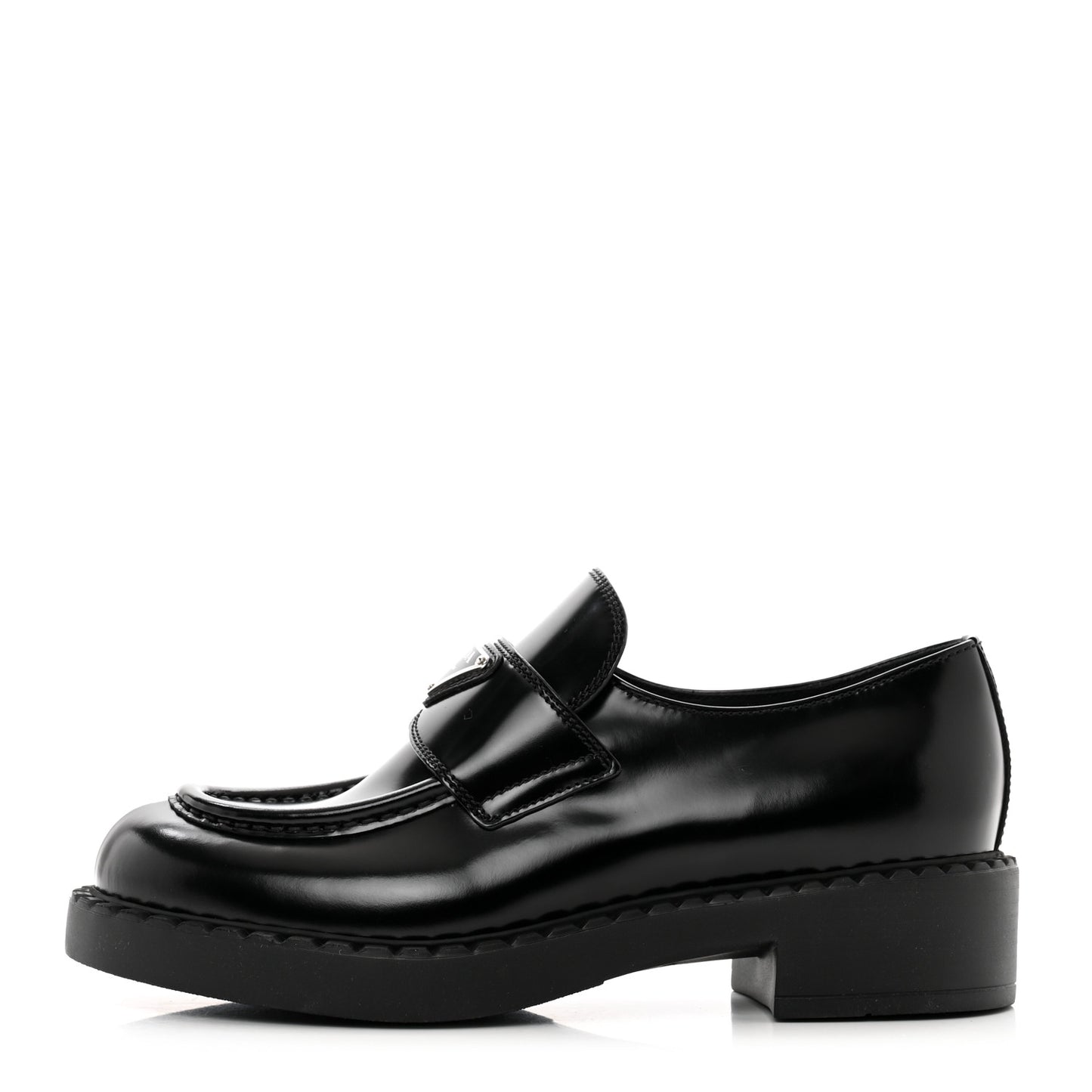 Spazzolato Metal Triangle Logo 50mm Loafers 38 Black