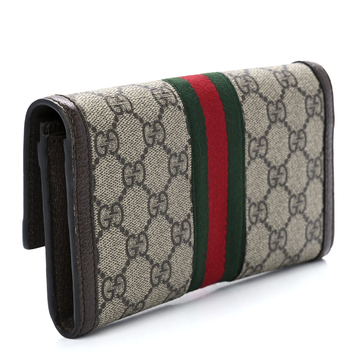 GG Supreme Monogram Web Ophidia Continental Wallet Brown