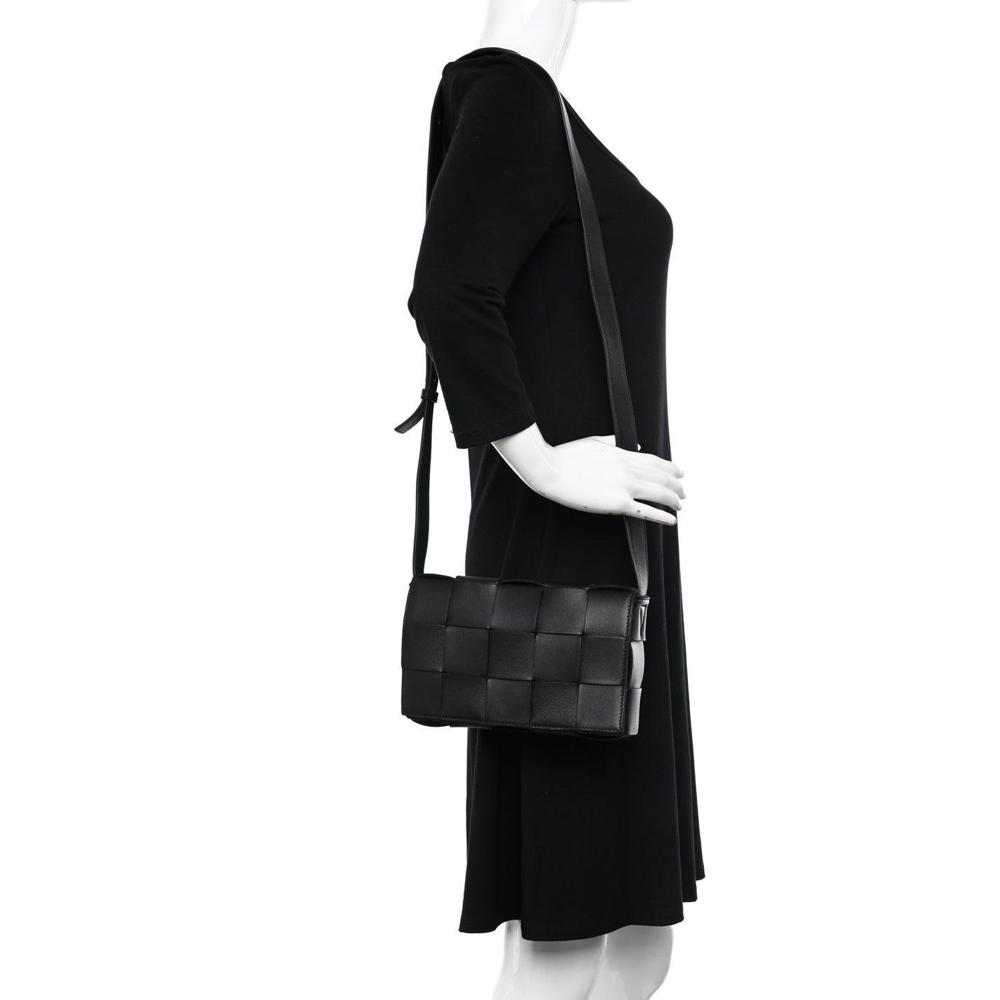 Lambskin Maxi Intrecciato Cassette Crossbody Bag Black