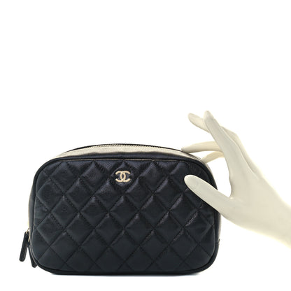 Chanel Caviar Quilted Curvy Pouch Cosmetic Case Black 2 of 10