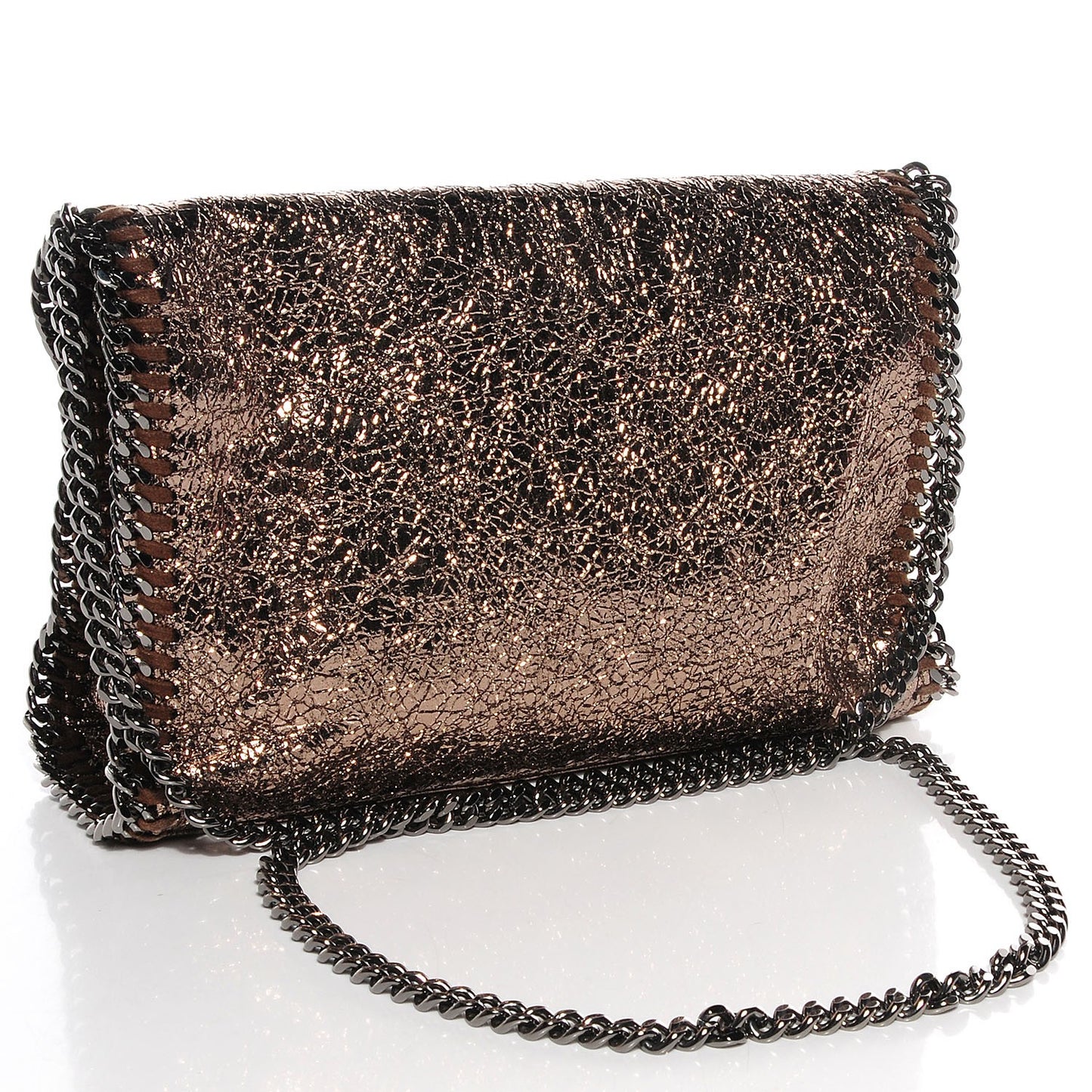 Metallic Crackle Faux Leather Mini Falabella Rose Gold
