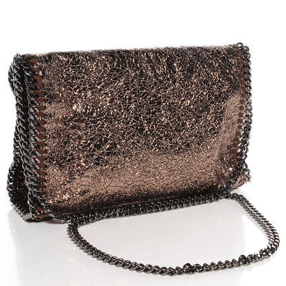 Stella McCartney Metallic Crackle Faux Leather Mini Falabella Rose Gold 3 of 8