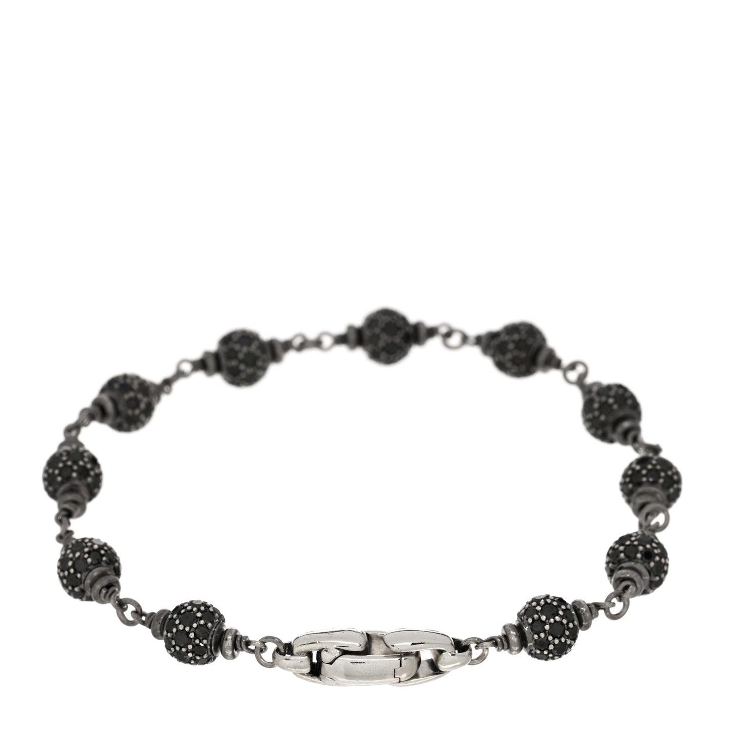 Sterling Silver Black Diamond 6mm Spiritual Beads Bracelet