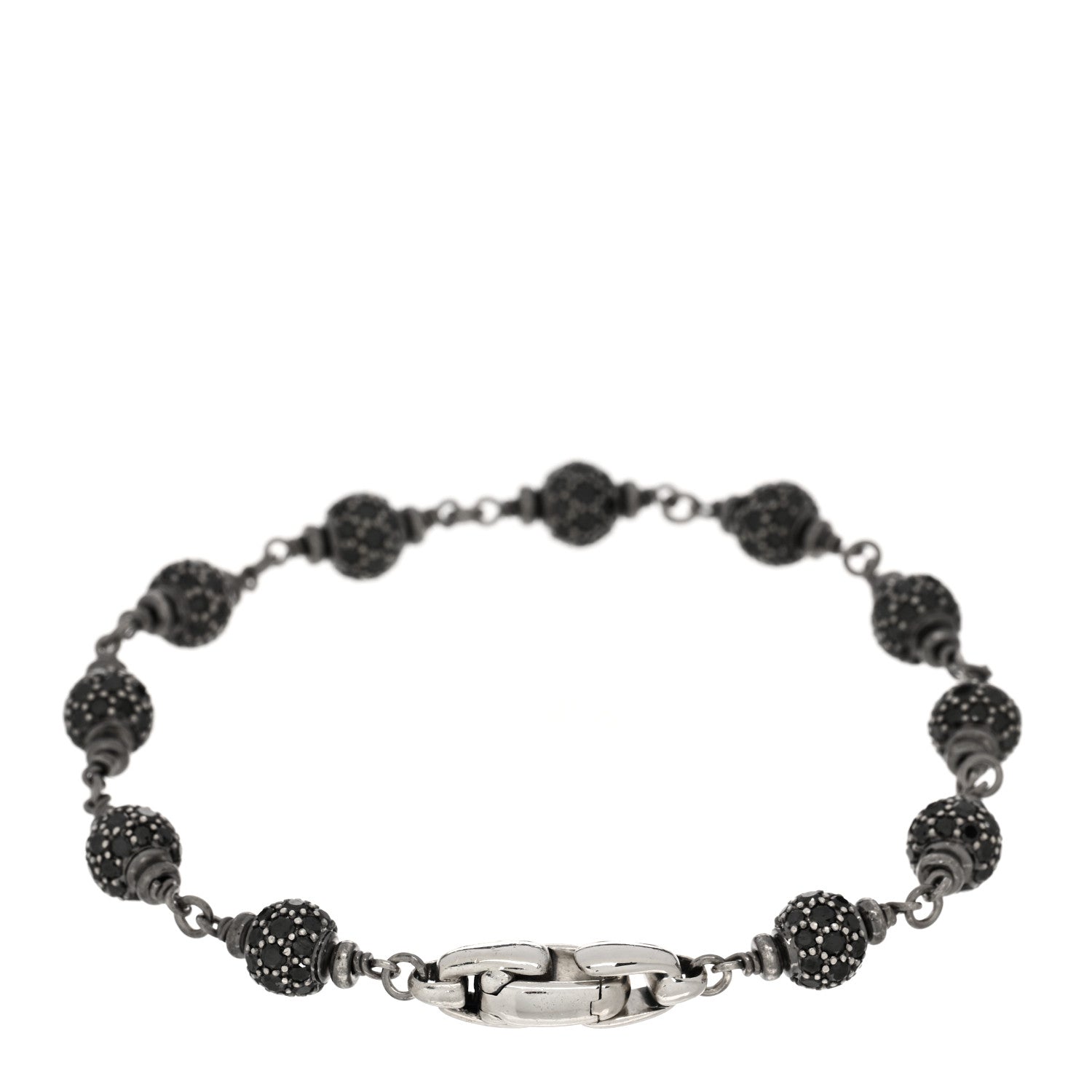 David Yurman Sterling Silver Black Diamond 6mm Spiritual Beads Bracelet 2 of 3