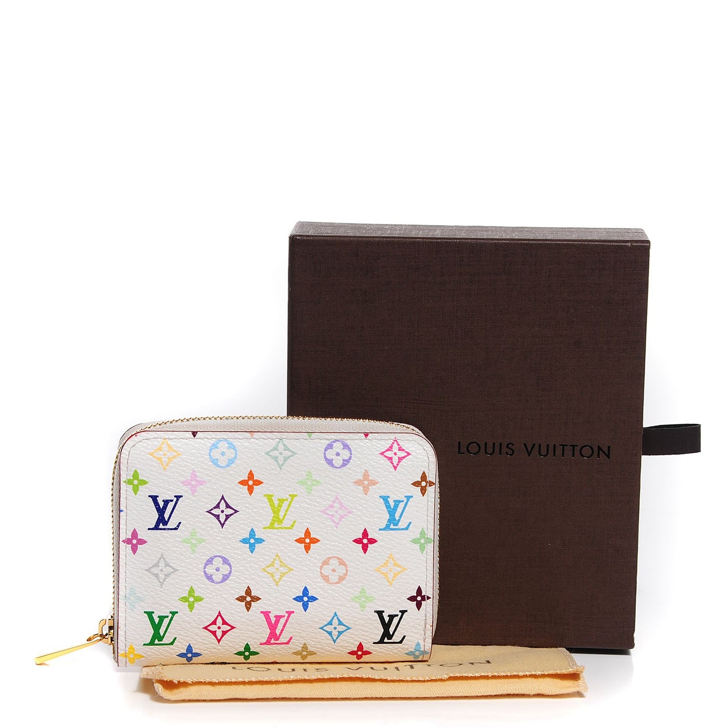Monogram Multicolor Zippy Coin Purse Wallet White Litchi