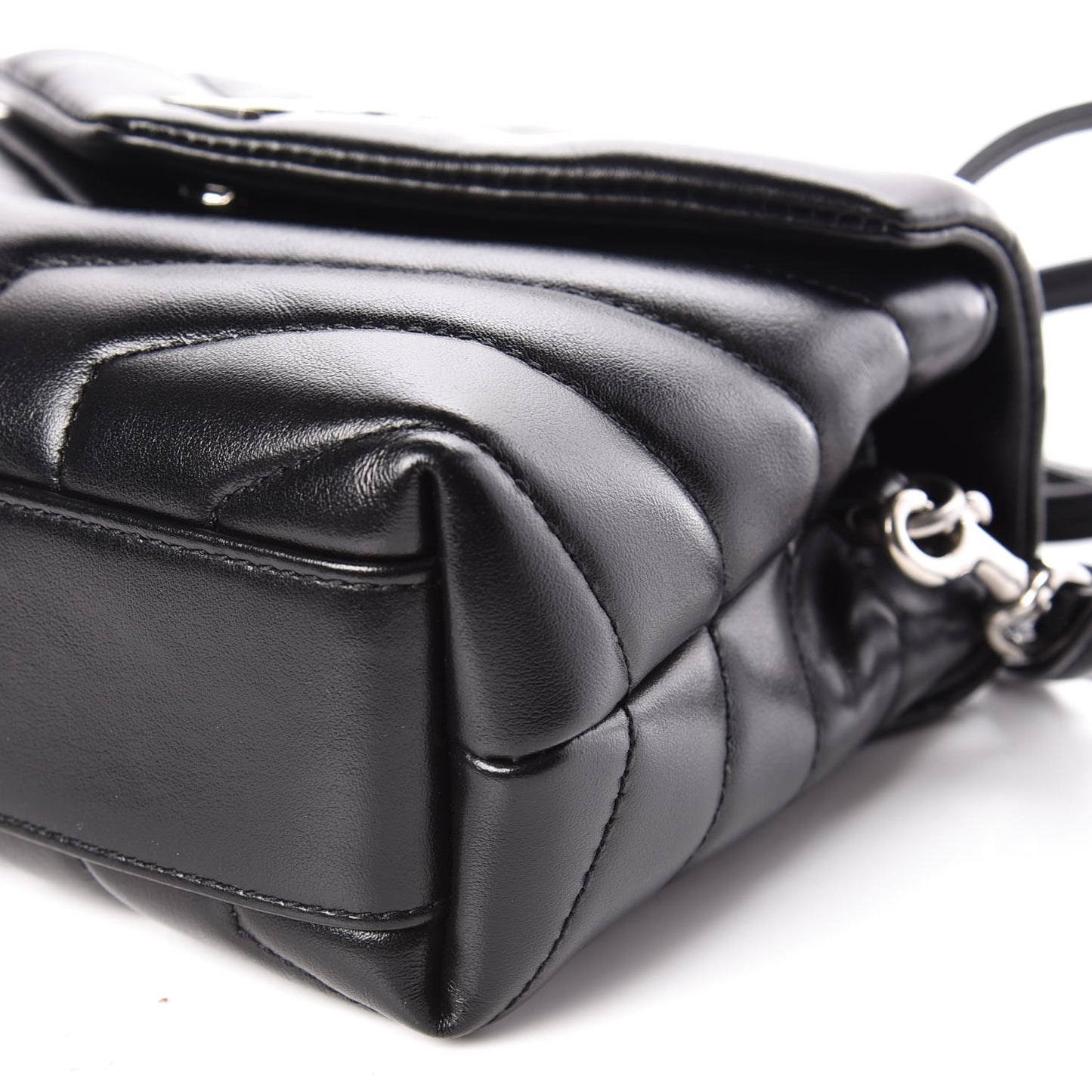 Calfskin Y Quilted Monogram Toy Loulou Crossbody Bag Black
