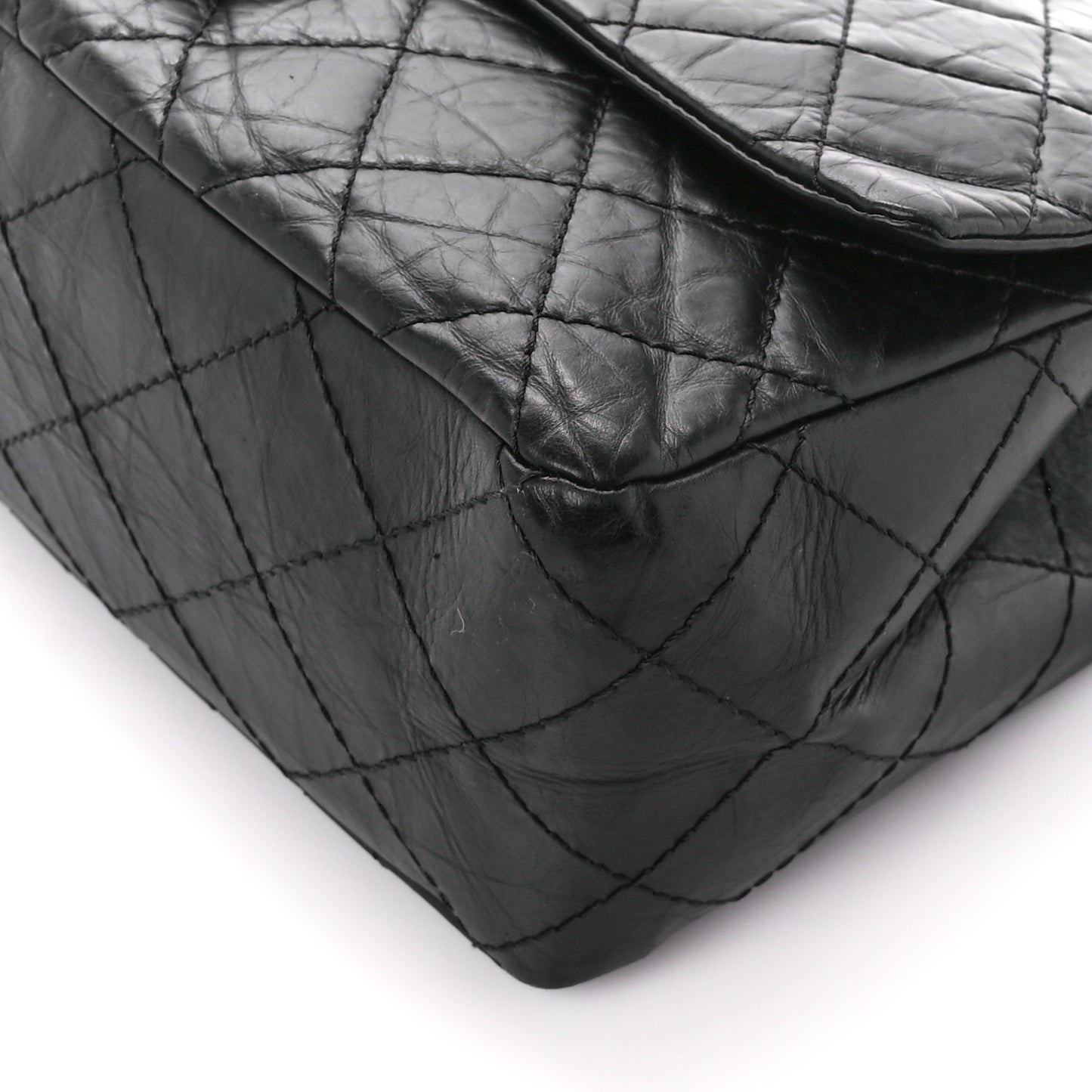 Aged Calfskin Quilted 2.55 Reissue 227 Flap Black
