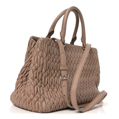 Miu Miu Nappa Matelasse Swarovski Crystal Tote Cammeo 3 of 9