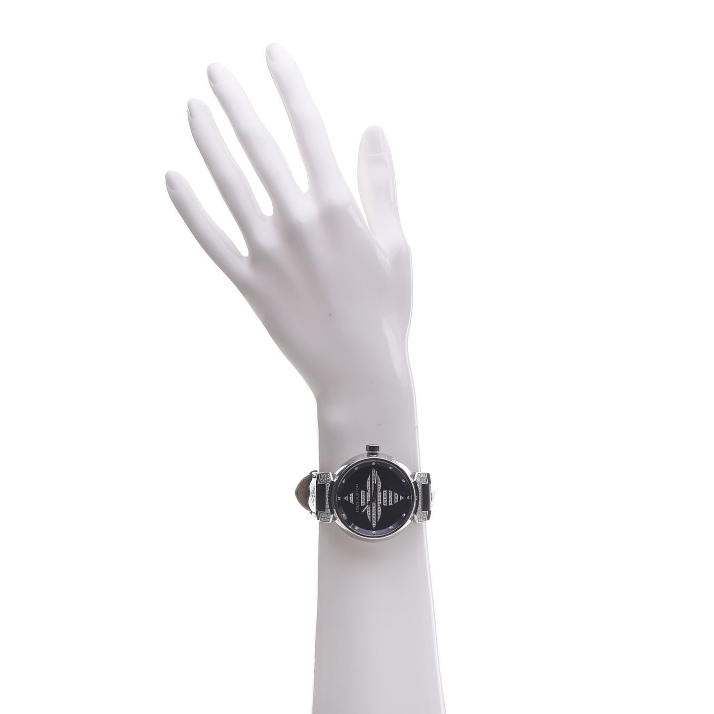 Stainless Steel Vernis Diamond 39mm Tambour Forever Quartz Watch Navy