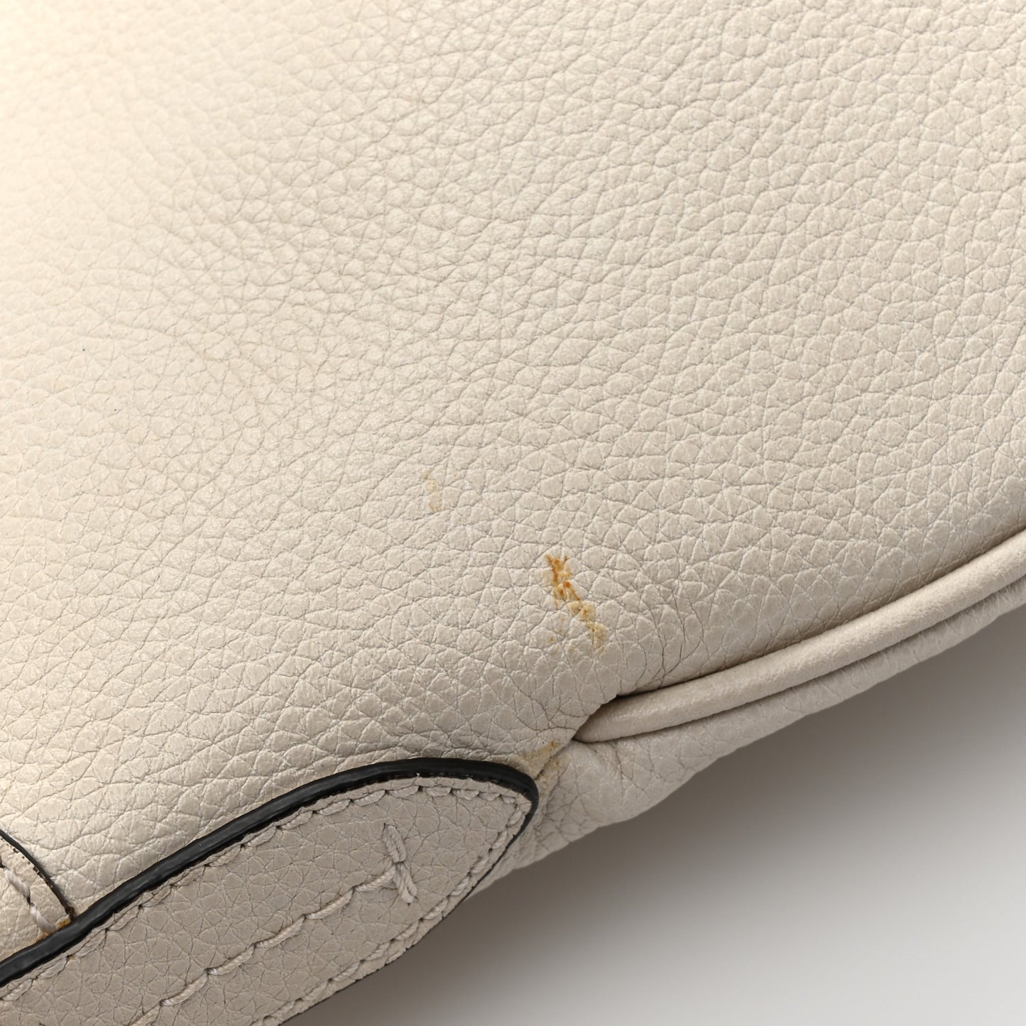 Grained Calfskin Logo Half Moon Hobo White