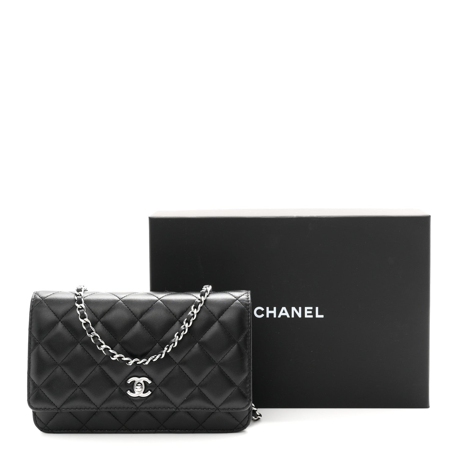 Chanel Lambskin Quilted CC Turnlock Wallet On Chain WOC Black 12 of 12