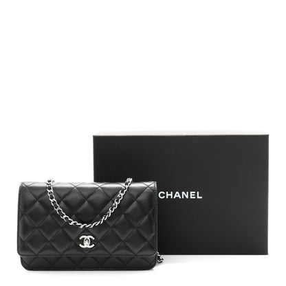 Chanel Lambskin Quilted CC Turnlock Wallet On Chain WOC Black 12 of 12
