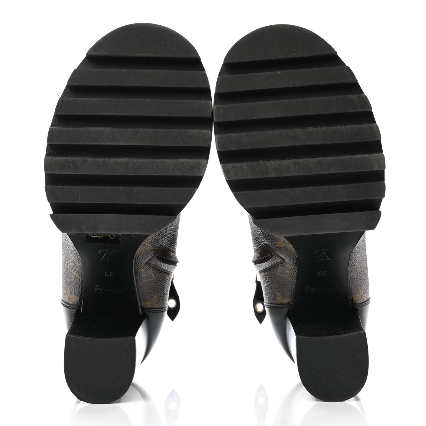 Patent Calfskin Monogram Star Trail Ankle Boots 39 Black