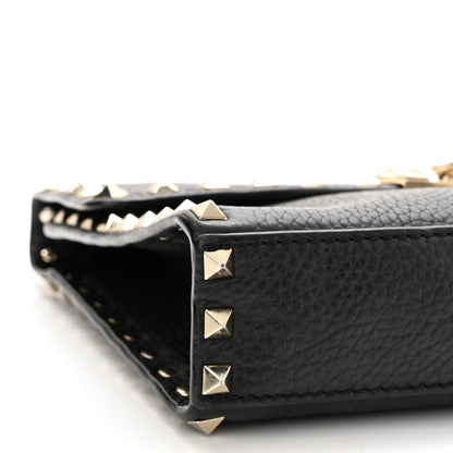 Valentino Garavani Pebbled Calfskin Medium Rockstud Flip Lock Crossbody Bag Black 6 of 9