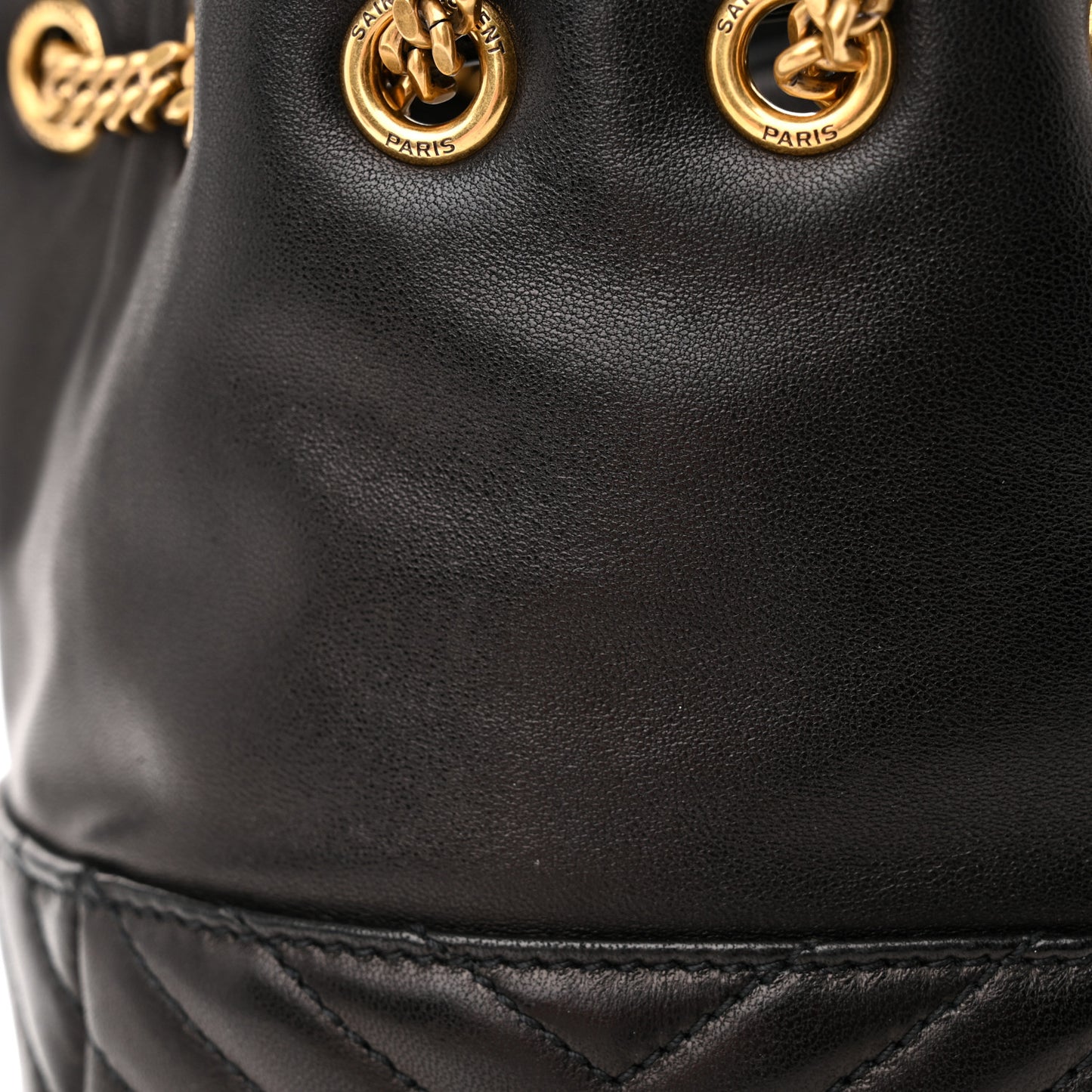 Lambskin Matelasse Monogram Joe Nano Bucket Bag Black